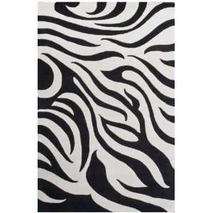   Area Rug Zebra Whurl 5 x 8 Carpet Wool Black: Furniture & Decor