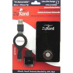 ZipKord 640up Mobile Device Universal Power Pack with Retractable 