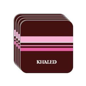 Personal Name Gift   KHALED Set of 4 Mini Mousepad Coasters (pink 