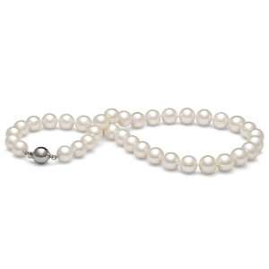 AAA Quality, 9.5 10.5 mm White Freshwater Pearl Necklace, 16 inch, 14k 
