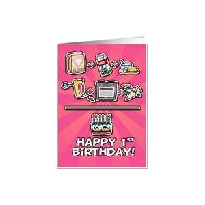  Happy Birthday   cake   1 year old Card: Toys & Games