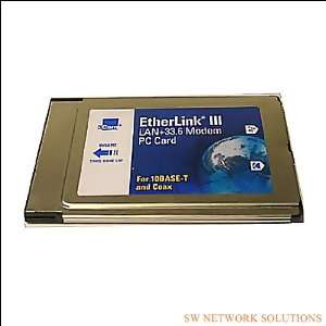  3COM ETHERLINK III CARDBUS ETHERNET 10MBPS + 33.6K MODEM 