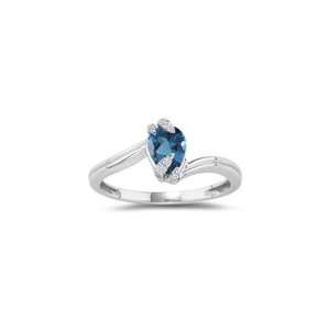  0.03 Cts Diamond & 0.72 Cts London Blue Topaz Ring in 14K 