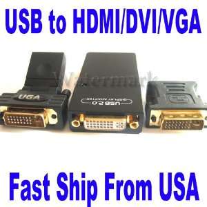  USB 2.0 To VGA/DVI/HDMI Multi Display Graphic Adapter 