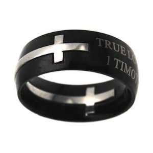  Black Double Cross True Love Waits Ring: Jewelry