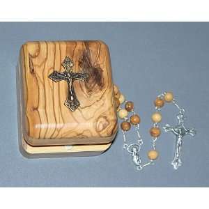  7 mm round Olive Wood Rosary   Crucifix   18 long 