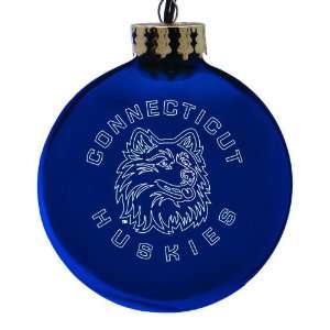  Pack of 2 NCAA Connecticut Huskies Glass Ball Christmas 