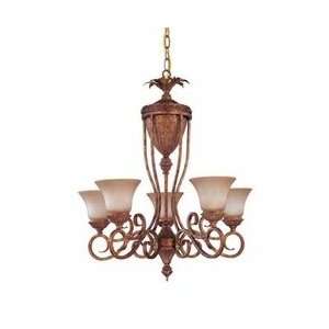 Nuvo 60 1542 San Remo 5 Light 30 Chandelier With Amber Bisque Glass 