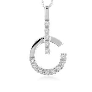    10K White Gold 0.17 Carat Diamond Pendant with 18 Chain: Jewelry