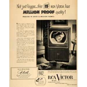 1950 Ad 19 RCA Victor Million Proof Quality TV Set Model 9T57 Kukla 