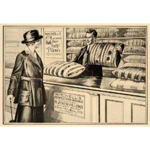  1918 Ad Mitchells Brand Feather Pillows Illustration 