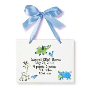  Birth Certificate Hand Painted Tile   Zoo Animals: Baby
