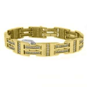    14k Yellow Gold Mens Round Diamond Bracelet 3.43 Carats: Jewelry