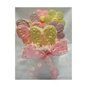 Hand Decorated Bouquet of Butterflies and Flowers   8 Cookies:  