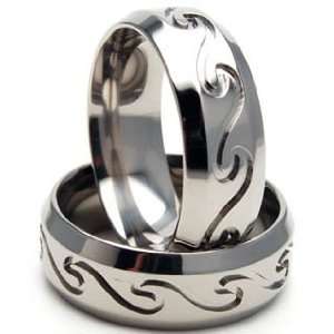  New 8mm Milled WAVES Titanium Ring, Free Sizing Band 4 17 