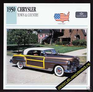 1950 CHRYSLER TOWN & COUNTRY Woody Car PHOTO SPEC CARD  