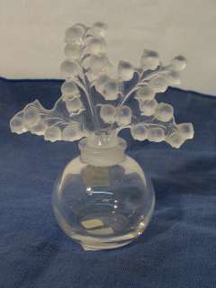 Vintage Lalique Clairefontaine Crystal Perfume Bottle Flacon Lily 