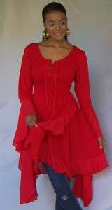 ZV470 RED/BLOUSE TOP RUFFLED SMOCK WRAP 2X 3X 4X  