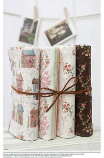 Country Rose Pattern Korean Quilt Fabric Brown& White  