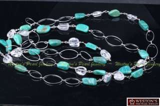 High quality ite turquoise and Natural crystal bead necklace