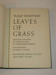 Whitman LEAVES OF GRASS 1940 Illustrated HC SC  