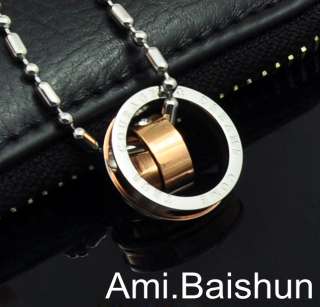   Stainless Steel Silver Gold Ring Pendant Necklace Gift Chain New #0809