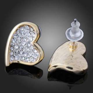 ARINNA Swarovski Crystals heart love gold GP Earrings  