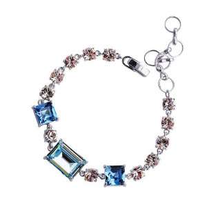   Silver and Blue Swarovski Crystals   15+5cm (bracelet length) (4616