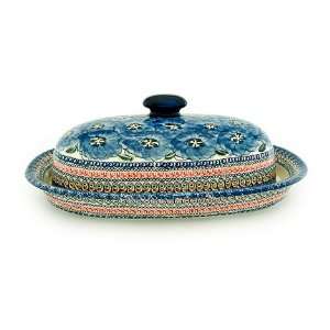  Polish Pottery Blue Art Bread Container
