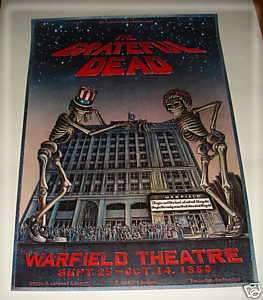 GRATEFUL DEAD  Warfield Theatre 9 25 80 CONCERT POSTER  