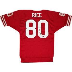  Jerry Rice Autographed Red Custom Jersey: Sports 
