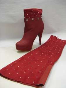 Womens Mona Mia Collezione New 5 in 1 Over the Knee Boots Red with 