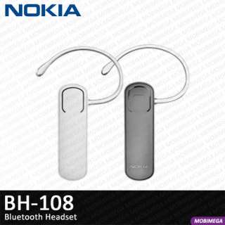 Genuine Nokia BH 108 Mono Bluetooth Headset   White  
