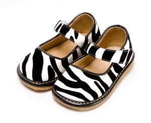 Zebra print Squeaky Squeaker Shoes Leather NIB  