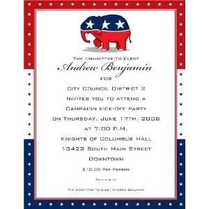  Patriotic Invitations   Republican Party 8.5 x 11 