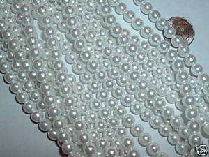 AL1065 CZECH 6mm ROUND Faux PEARL Beads SNOW WHITE (75)  
