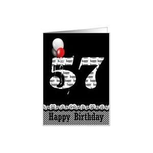  57th birthday balloon lace bouquet gingham Card Toys 
