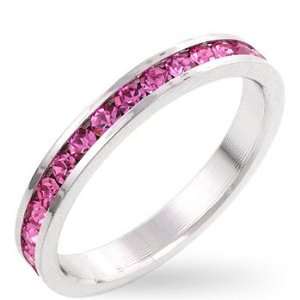   GOLD RODIUM PLATED W/COLORED CZ   Channel Set Eternity Band: Jewelry