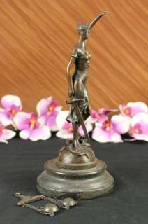 real bronze blind LADY of JUSTICE statue old fnsh scales large tall 