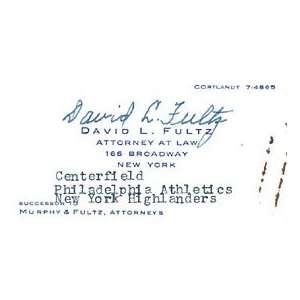  David L. Fultz Autograph/Signed 3x5 Postcard Sports 