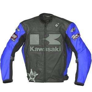   Rocket Kawasaki Heavy Leather Jacket   5X Large/Black/Blue Automotive