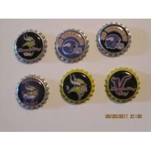  6 Minnesota Vikings Bottlecap Magnets (Set 2): Kitchen 