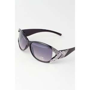   Fashion Sunglasses (Black) ~ Brilliant Rhinestone Studded Side Accents