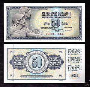 World Paper Money   Yugoslavia 50 Dinara 1978 @ UNC  
