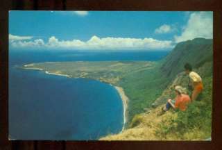 Aerial View of Leper Colony Hawaii MOLOKAI Vintage Chrome 1966 