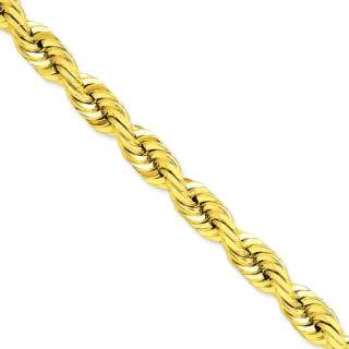 14K Solid Yellow Gold 10mm D/C Rope Chain 22 Necklace  