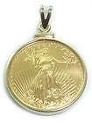 14kt gold Diamond Cut pendant with 22kt 1/10 $5 Eagle coin  