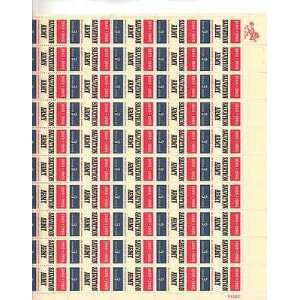  Salvation Army Centennial Sheet of 50 x 5 Cent US Postage 