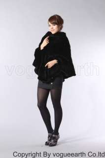 164 new real knitted Mink fur BLACK shawl/capes/coat  