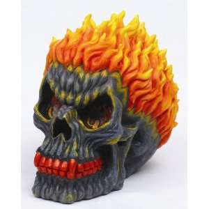  Fiery Skull Money Bank Skull Figurine 7369